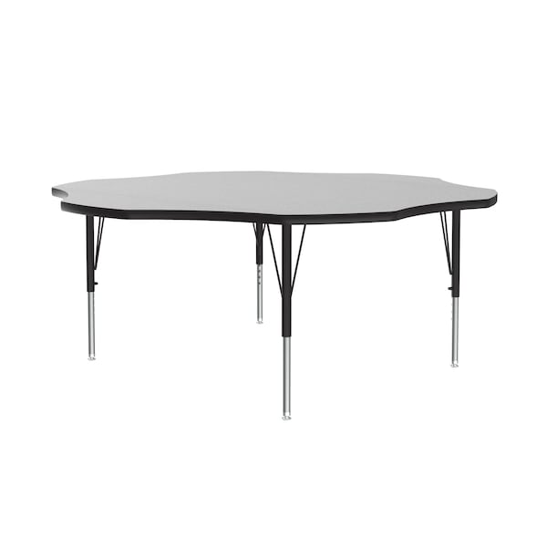 Flower Adjustable Height Activity Kids School Table, Melamine Laminate, Gray Granite
